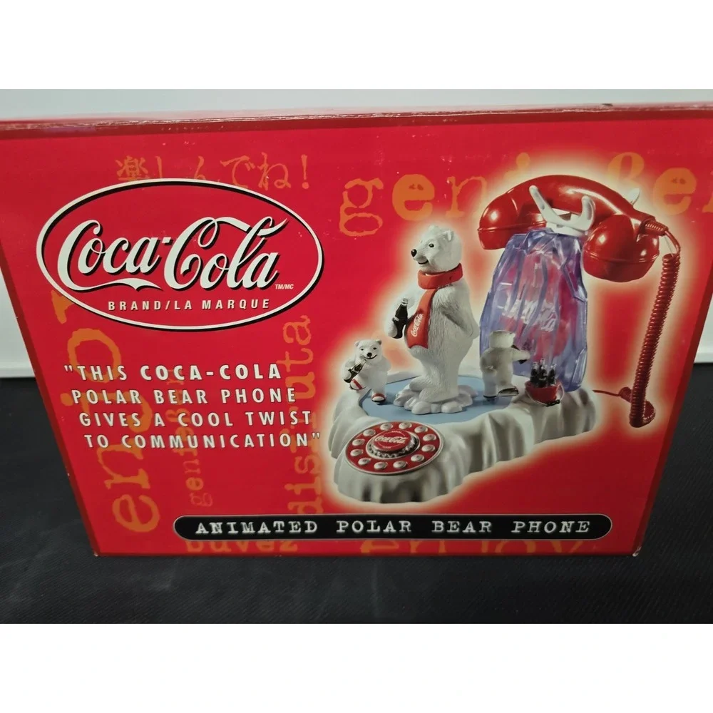 VTG Coca-Cola Animated Polar Bear Landline Phone - Coke Skating Bears